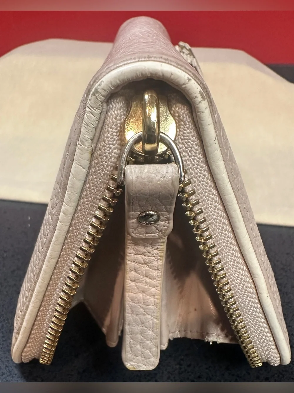 Kate Spade Zip Around Tan/Cream Wallet Tassel Accent Lots of Storage